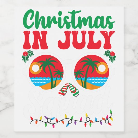 Kerstmis in juli Zomer Watermeloen Xmas Tree Manne Wijn Etiket (Enkel label)