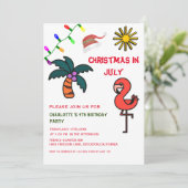 Kerstmis in juli zomerfeest Flamingo Birthday Kaart (Staand voorkant)