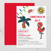 Kerstmis In Juli Zomerfeest Flamingo Kaart (Voorkant / Achterkant)