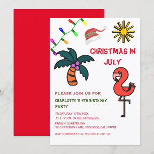 Kerstmis In Juli Zomerfeest Flamingo Verjaardag Kaart