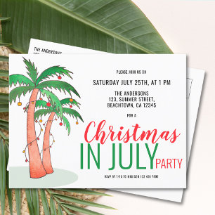 Kerstmis in juli zomerfeest uitnodiging briefkaart