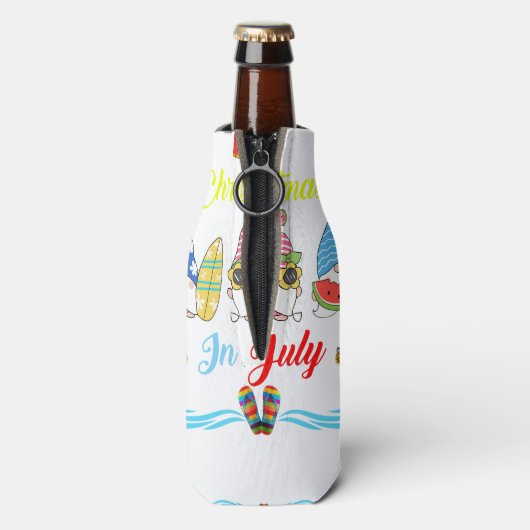 Kerstmis in juli zomergrappigheid flesjeskoeler (Fles Achterkant)