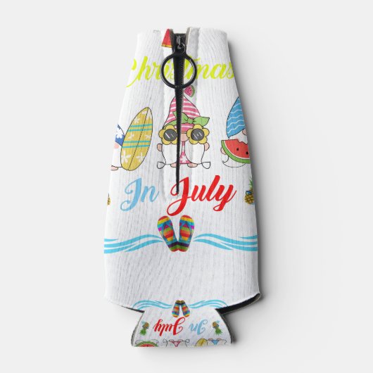 Kerstmis in juli zomergrappigheid flesjeskoeler (Achterkant)