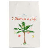 Kerstmis in juli Zomerpalmboom met Ornamenten Medium Cadeauzakje (Voorkant)