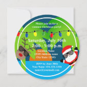 Kerstmis in juli zomeruitnodiging (ronde) kaart (Achterkant)