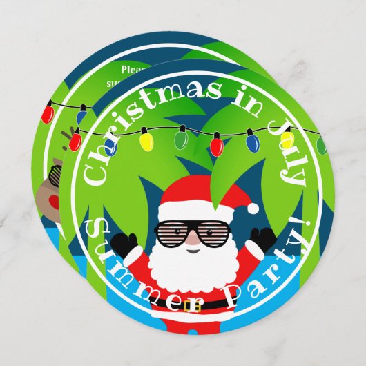 Kerstmis in juli zomeruitnodiging (ronde) kaart (Voorkant / Achterkant)