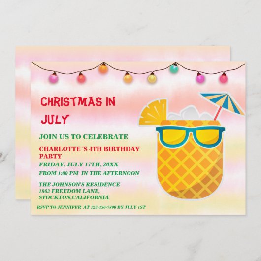 Kerstmis in juli zomervakantie kaart (Voorkant / Achterkant)