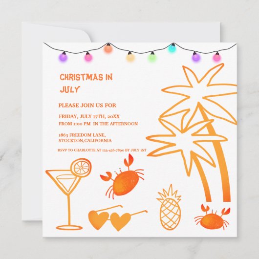 Kerstmis in juli zomervakantie kaart (Voorkant)