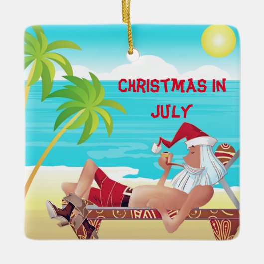 Kerstmis in juli zomervakantie keramisch ornament (Voorkant)