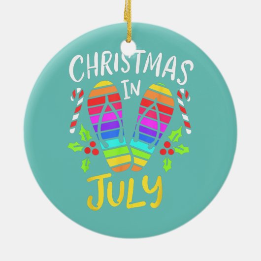 Kerstmis in juli zomervakantie keramisch ornament (Achterkant)