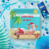 Kerstmis in juli zomervakantie papieren bordje (Feest)