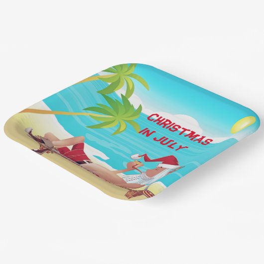 Kerstmis in juli zomervakantie papieren bordje (Gebogen)