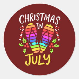 Kerstmis in juli zomervakantie ronde sticker