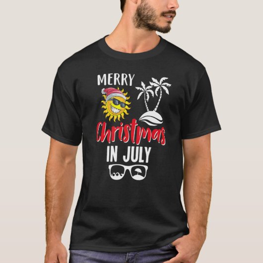 Kerstmis in Juli Zon Zomer Kerstman T-shirt (Voorkant)