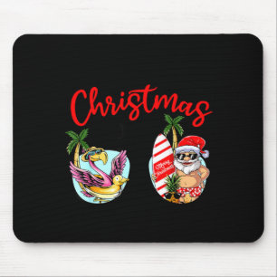 Kerstmis in juli zonnebril kerstman flamingo zomer muismat