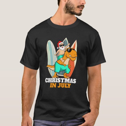 Kerstmis in juli zonnebril Santa I T-shirt (Voorkant)