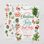 Kerstmis in juli zwembadfeest uitnodiging (Voorkant / Achterkant)