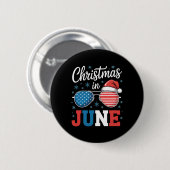 Kerstmis in juni alleenstaande kerstman hoed Ameri Ronde Button 5,7 Cm (Voorkant /achterkant)