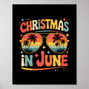 Kerstmis in juni alleenstaanden retro zomervakanti poster