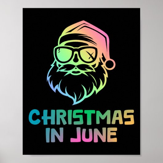 Kerstmis in juni met kerstman grappige zomervakant poster (Voorkant)