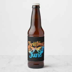 Kerstmis in juni zonnebril grappige zomer vakantie bier etiket