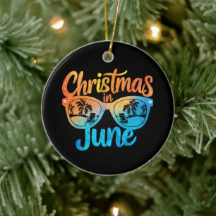 Kerstmis in juni zonnebril grappige zomer vakantie keramisch ornament