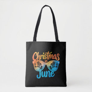Kerstmis in juni zonnebril grappige zomer vakantie tote bag
