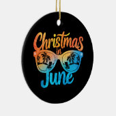 Kerstmis in juni Zonnebril Grappige Zomervakantie Keramisch Ornament (Rechts)