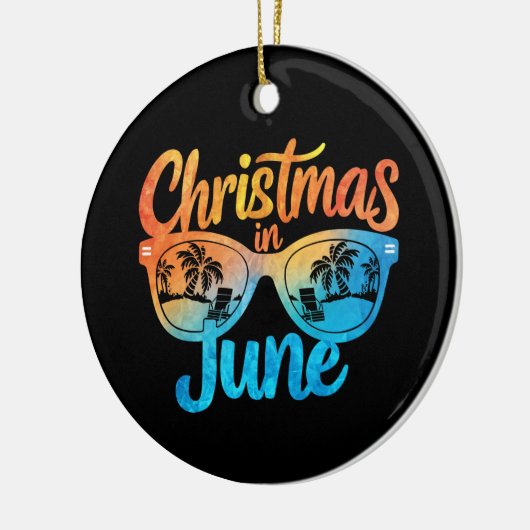 Kerstmis in juni Zonnebril Grappige Zomervakantie Keramisch Ornament (Links)