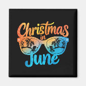 Kerstmis in juni Zonnebril Grappige Zomervakantie Magneet (Voorkant)