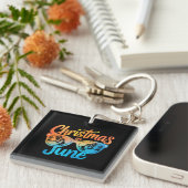 Kerstmis in juni Zonnebril Grappige Zomervakantie Sleutelhanger (Voorkant Rechts)