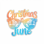 Kerstmis in juni Zonnebril Grappige Zomervakantie Sticker (Voorkant)