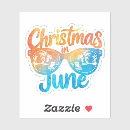 Kerstmis in juni Zonnebril Grappige Zomervakantie Sticker (Vel)