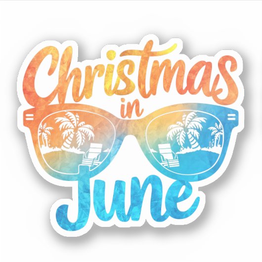 Kerstmis in juni Zonnebril Grappige Zomervakantie Sticker (Voorkant)