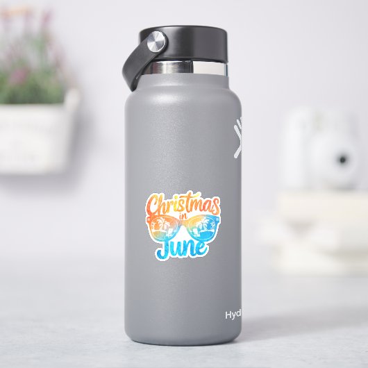 Kerstmis in juni Zonnebril Grappige Zomervakantie Sticker (HydroFlask)