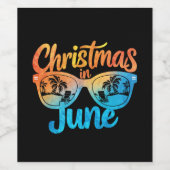 Kerstmis in juni Zonnebril Grappige Zomervakantie Wijn Etiket (Enkel label)