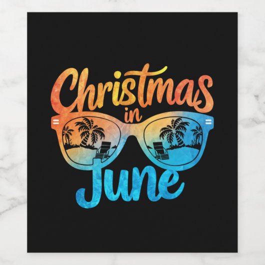Kerstmis in juni Zonnebril Grappige Zomervakantie Wijn Etiket (Enkel label)