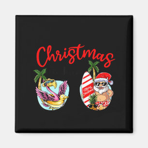 Kerstmis in juni zonnebril kerstman flamingo zomer magneet
