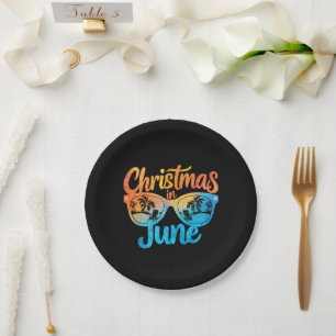 Kerstmis in juni zonnebril leuke zomer vakantie papieren bordje