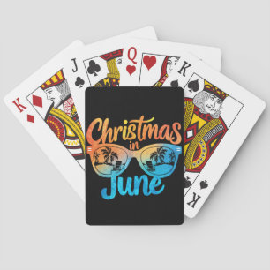Kerstmis in juni zonnebril leuke zomer vakantie pokerkaarten