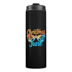 Kerstmis in juni zonnebril leuke zomer vakantie thermosbeker