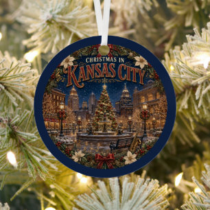 Kerstmis in Kansas City Antieke Reis Souvenir Metalen Ornament