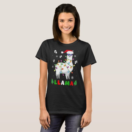 Kerstmis in La Llama in Santa Hat Sunbril X T-shirt (Voorkant volledig)