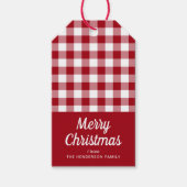 Kerstmis in landelijke rode geruite script cadeaulabel (Voorkant)