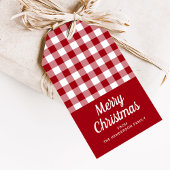 Kerstmis in landelijke rode geruite script cadeaulabel