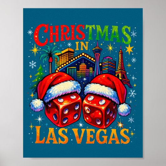 Kerstmis In Las Vegas Grappig Vakantieontwerp Lang Poster (Voorkant)