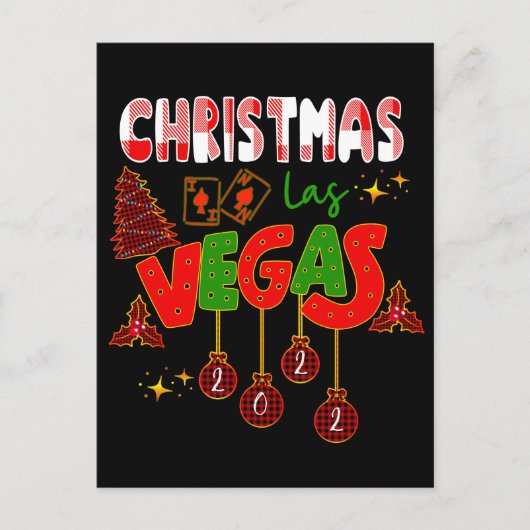 Kerstmis in Las Vegas Group Matching Typographic Briefkaart (Voorkant)