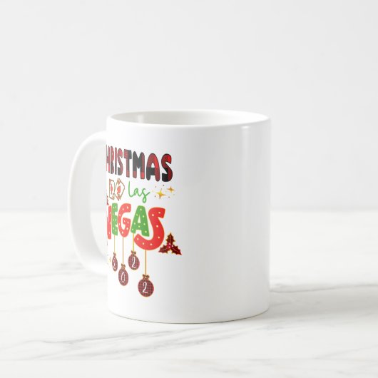 Kerstmis in Las Vegas Group Matching Typographic Koffiemok (Voorkant links)