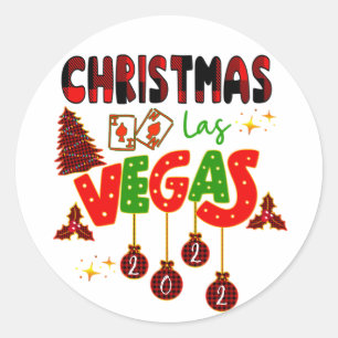 Kerstmis in Las Vegas Group Matching Typographic Ronde Sticker