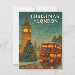 Kerstmis in Londen – Festive Kersttafereel met R Briefkaart